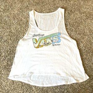 Vans Womens logo tank top, white, size medium